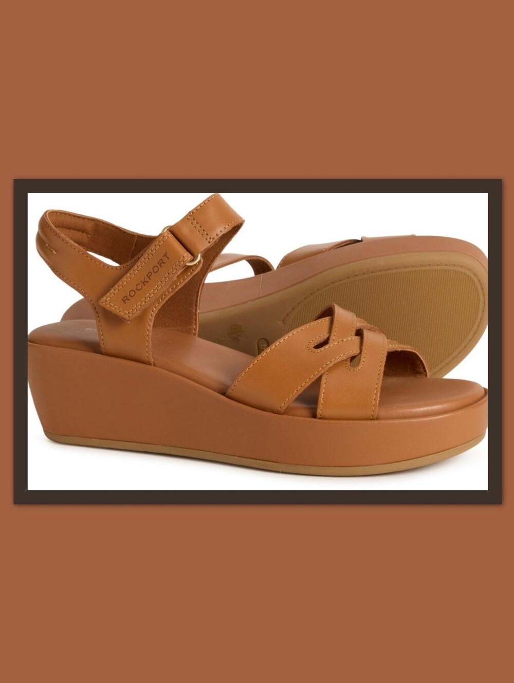 ROCKPORT AMIRA LEATHER WEDGE SANDALS
